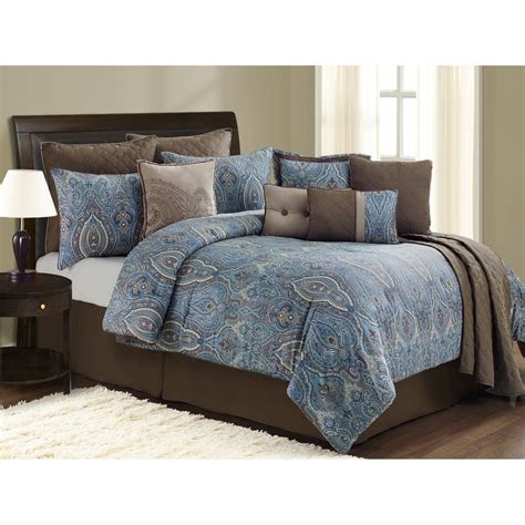 blue brown queen comforter sets|solid blue comforter sets queen.